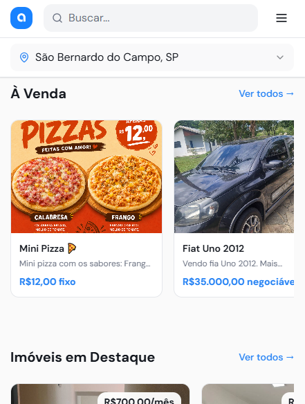 À venda e imóveis